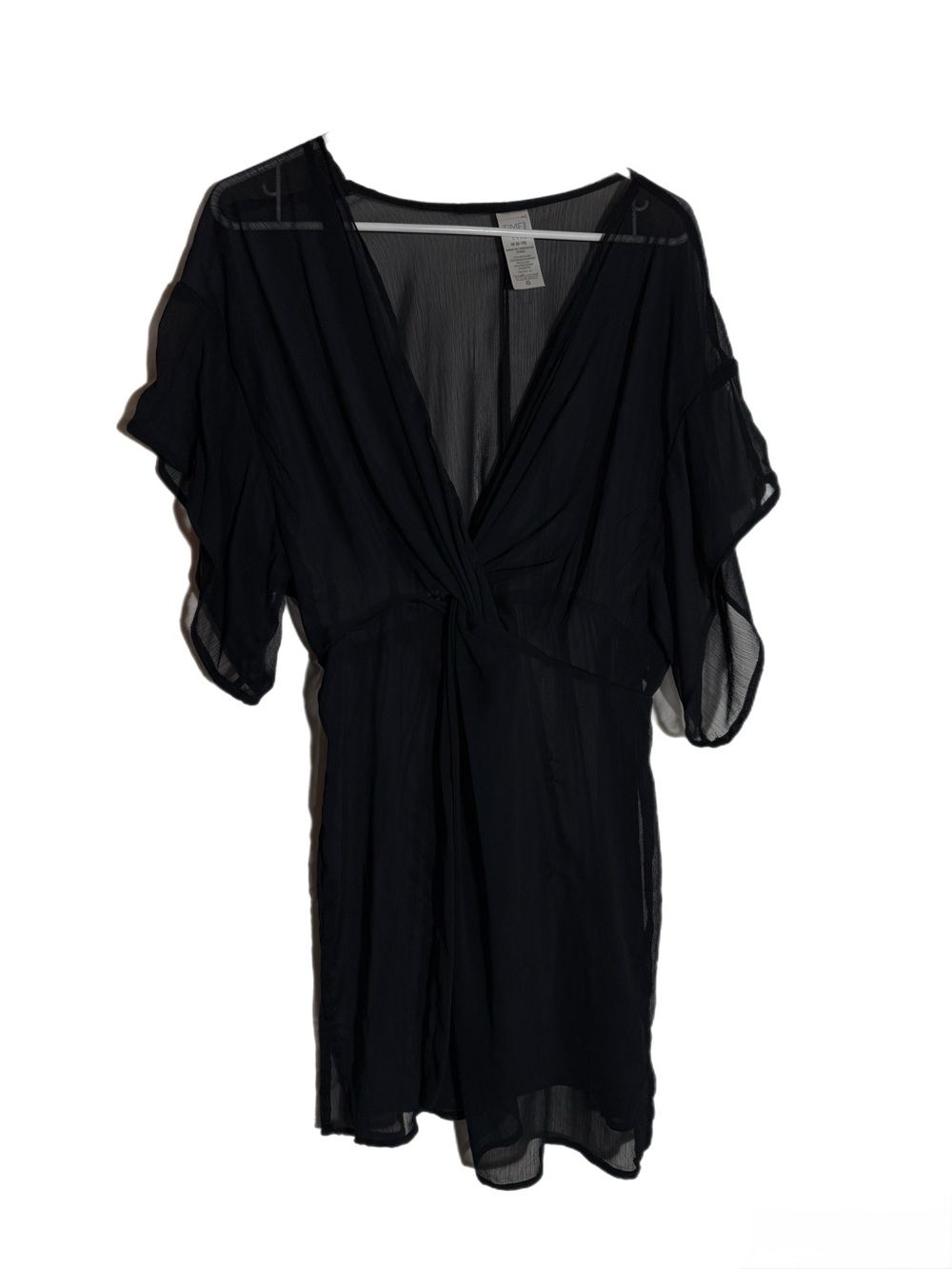 Time and Tru Black Sheer Knot-Front Swim Coverup